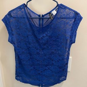 Womens Blue Lace H&M Sheer Top Size 2